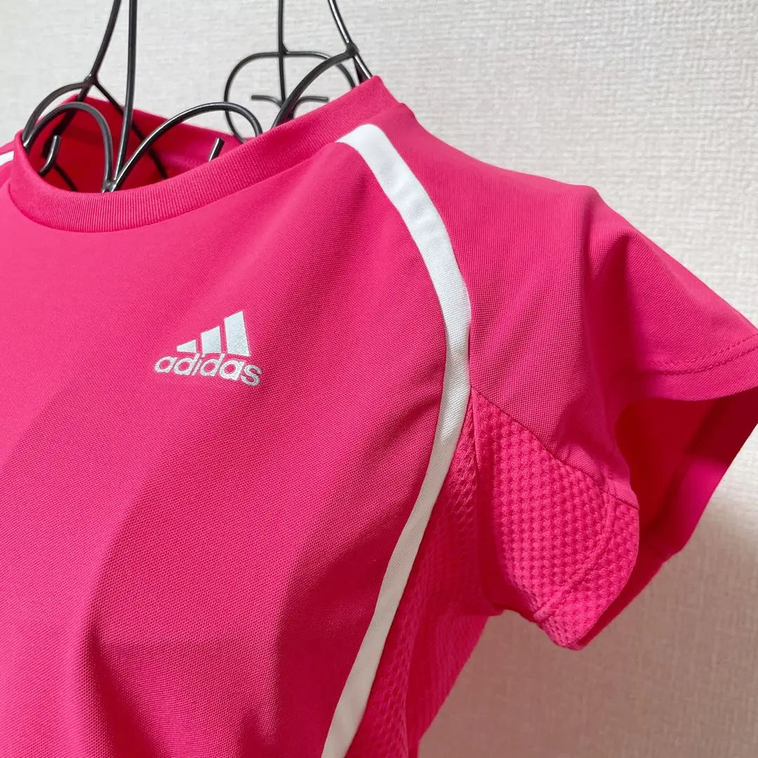 ♡Adidas♡ Camiseta de manga corta, ropa deportiva, rosa, malla, ejercicio, correr