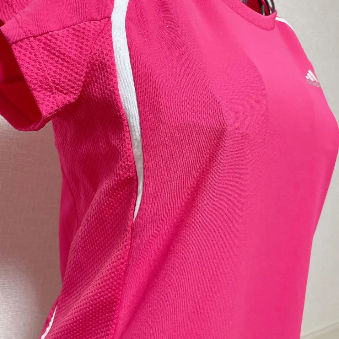 ♡Adidas♡ Camiseta de manga corta, ropa deportiva, rosa, malla, ejercicio, correr