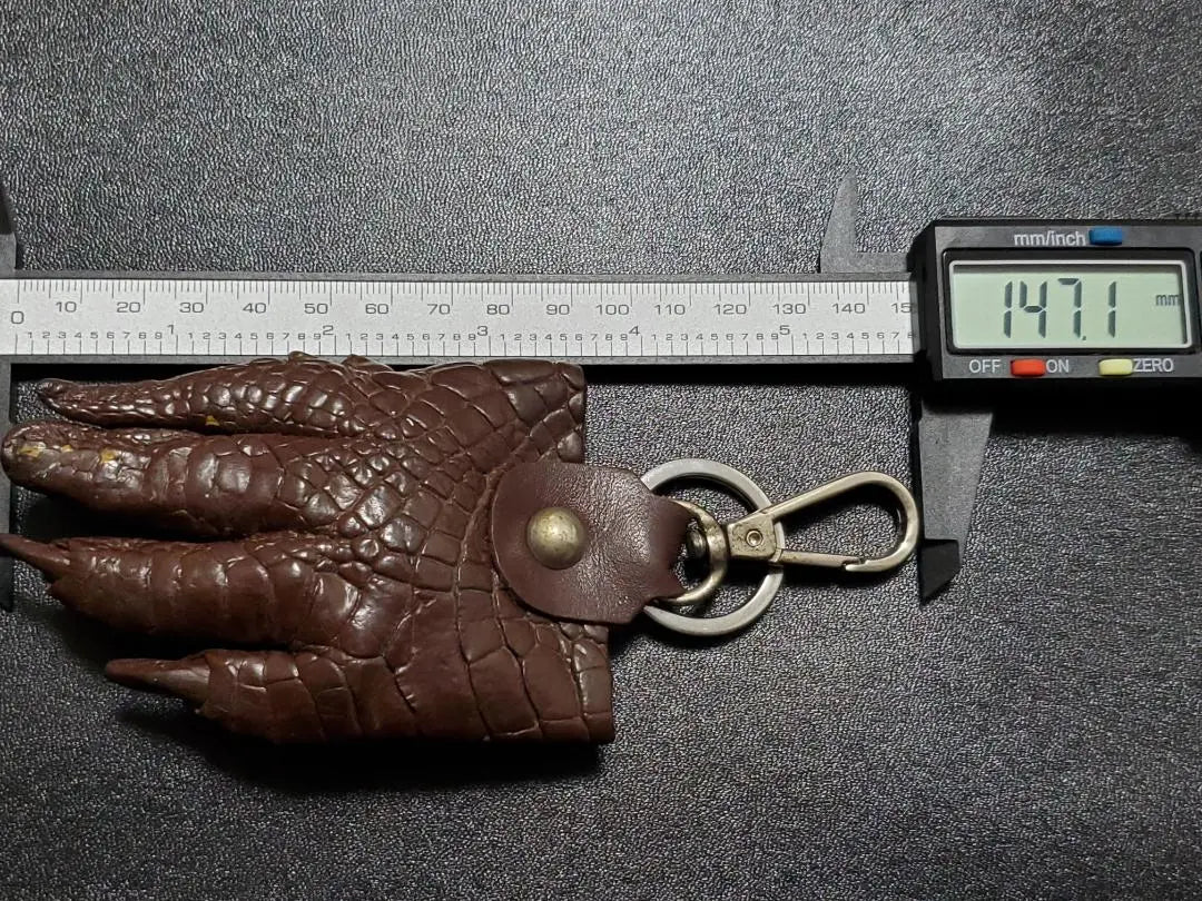 Crocodile leather Crocodile leather Genuine leather Crocodile hand Crocodile keychain Unique Brown New