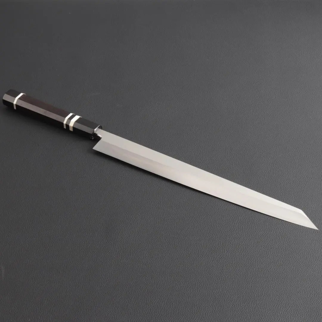 9908 Cuchillo de corte Yanagiba, cuchillo para sashimi, la hoja tiene la máxima nitidez, mango octogonal de tres vueltas de búfalo negro ébano blanco