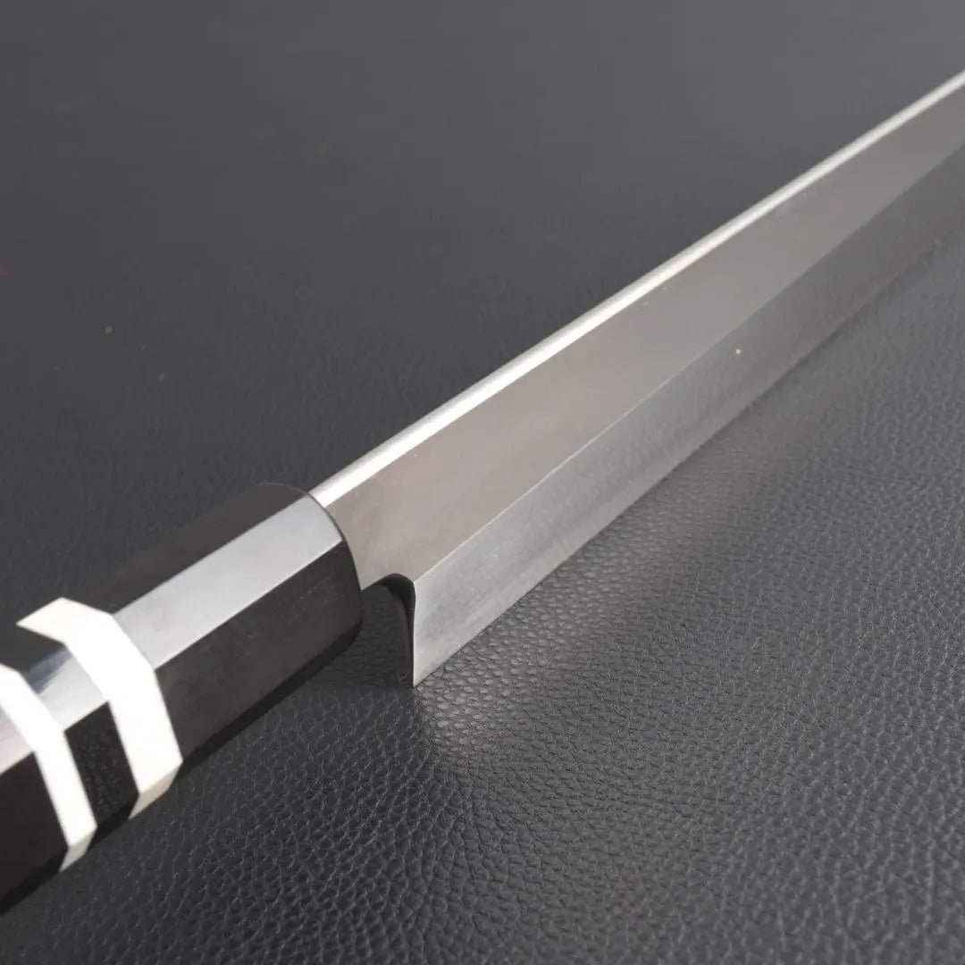 9908 Cuchillo de corte Yanagiba, cuchillo para sashimi, la hoja tiene la máxima nitidez, mango octogonal de tres vueltas de búfalo negro ébano blanco