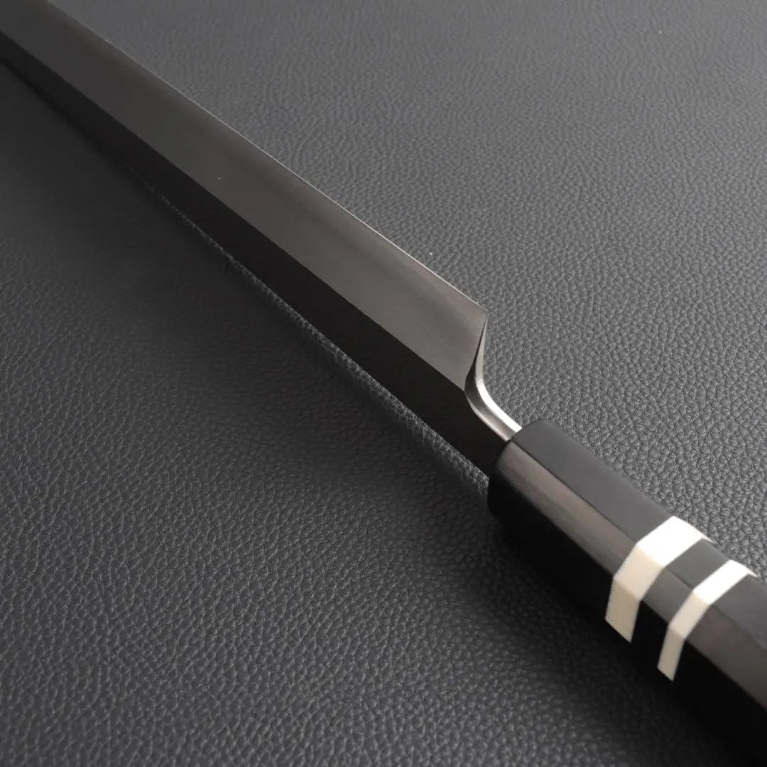 9908 Cutting Yanagiba Knife, Sashimi Knife, The blade is the ultimate sharpness, Ebony black buffalo white three-rolled octagonal handle