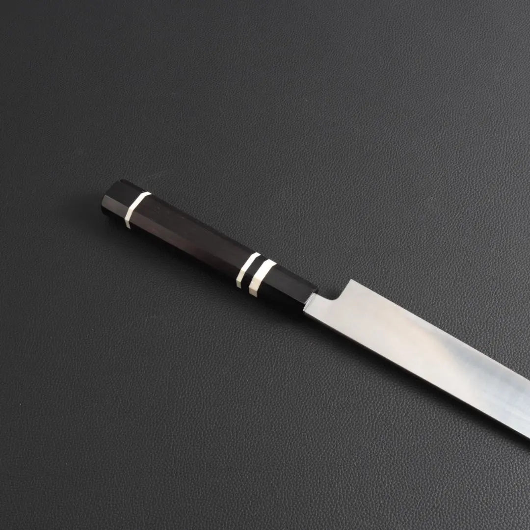 9908 Cuchillo de corte Yanagiba, cuchillo para sashimi, la hoja tiene la máxima nitidez, mango octogonal de tres vueltas de búfalo negro ébano blanco