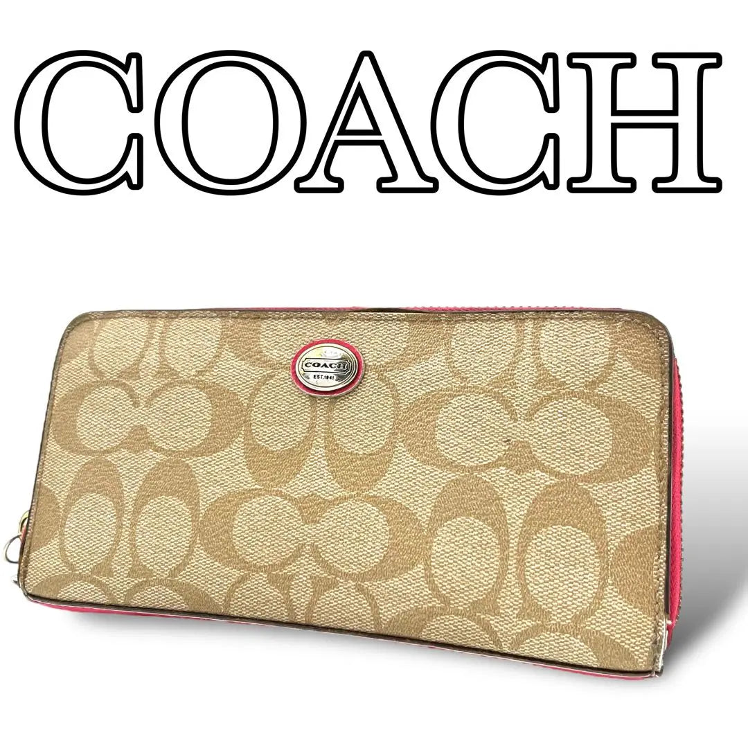 [Price consultation ◎] COACH Long Wallet PVC Leather Signature Beige