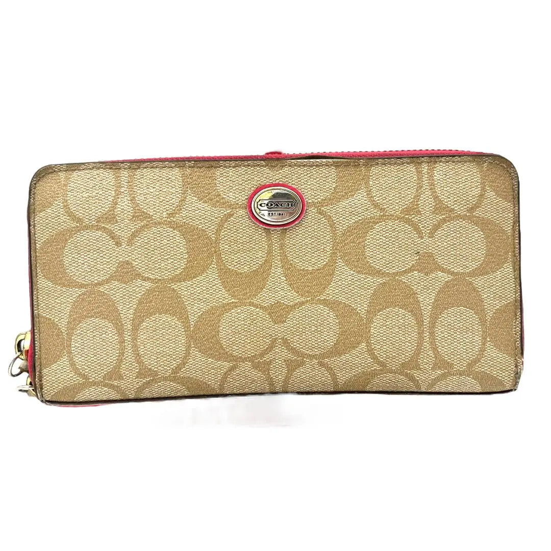 [Price consultation ◎] COACH Long Wallet PVC Leather Signature Beige