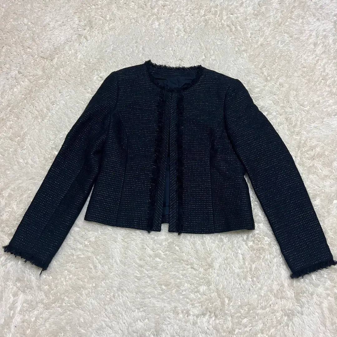 ANAYI Setup No Collar Jacket Tweed Navy