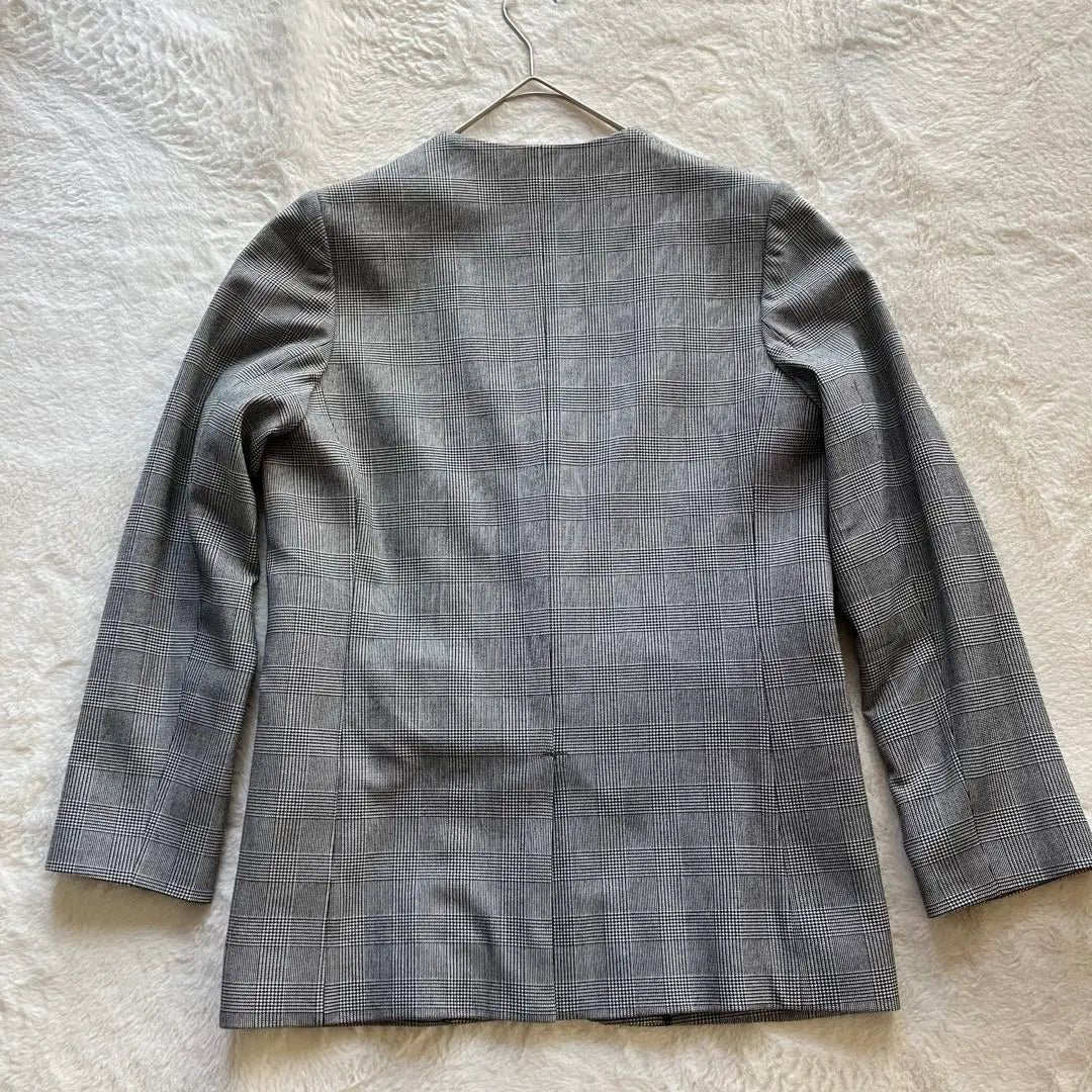 Elura collarless jacket grey check