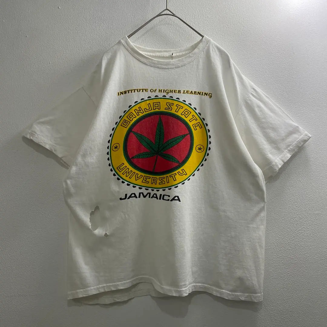 USA 90S 80S TEE Marine Marijuana Short Slee Sleeve America White D629