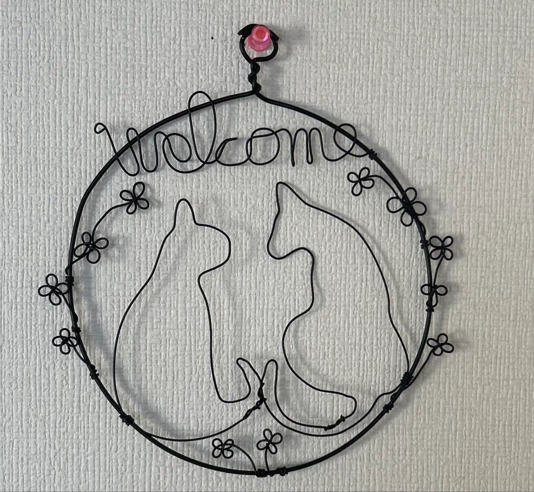 Cat Wire Art Wire Craft Cat Goods Welcome Wreath Cat Wreath | 猫ちゃんワイヤーアート　ワイヤークラフト　ネコ雑貨　ウェルカムリース　ねこリース