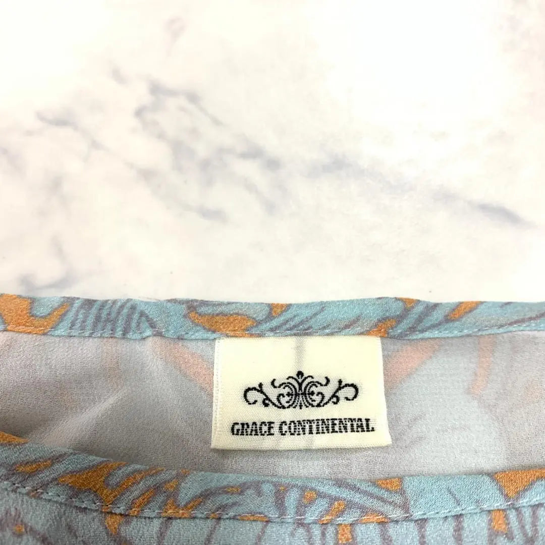 A3425 Grace Continental - Camisa de manga corta con corte y costura en toda su extensión, azul claro y gris, 36