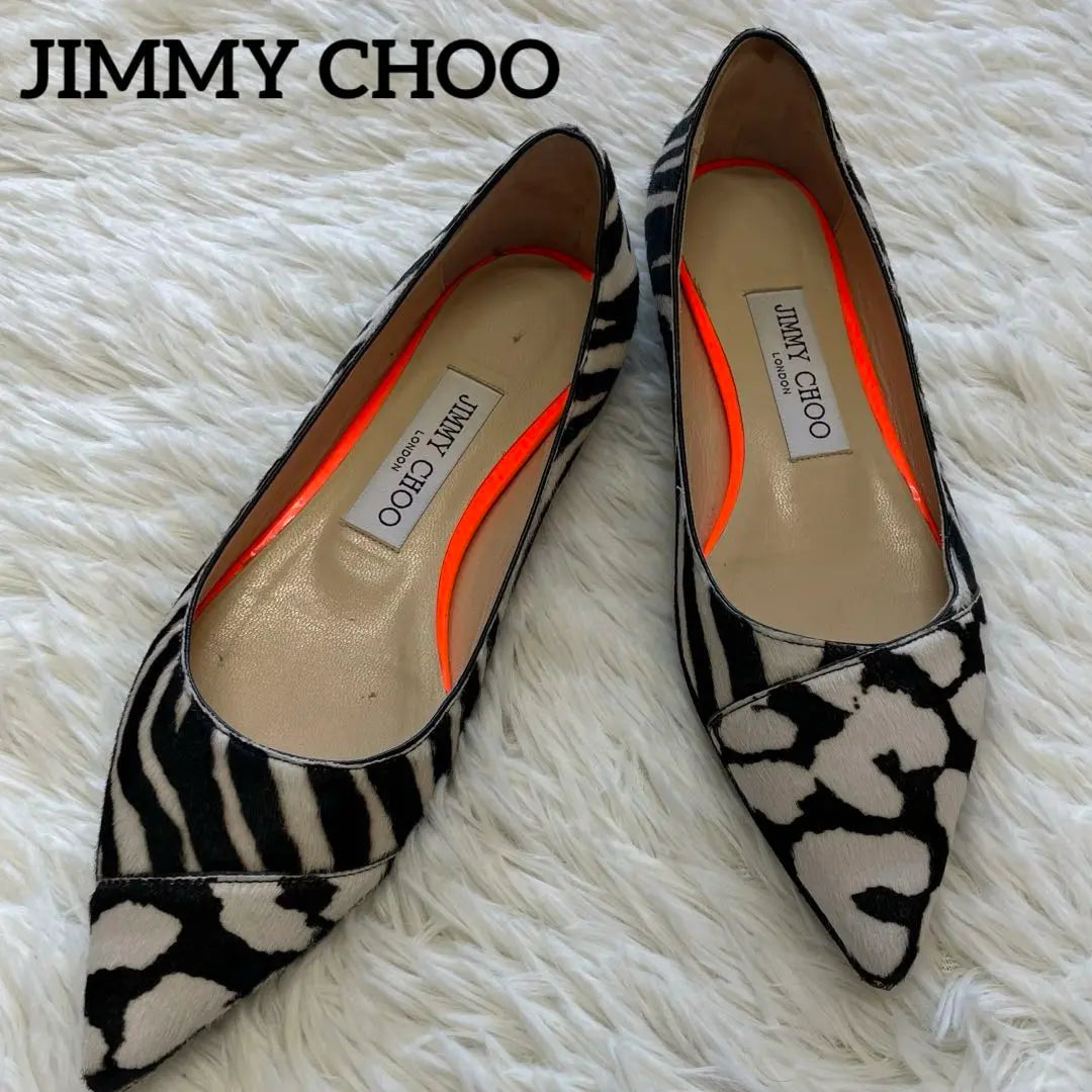 Rare ⭐︎JIMMY CHOO Animal Print Hair Calf Flat 35 1/2