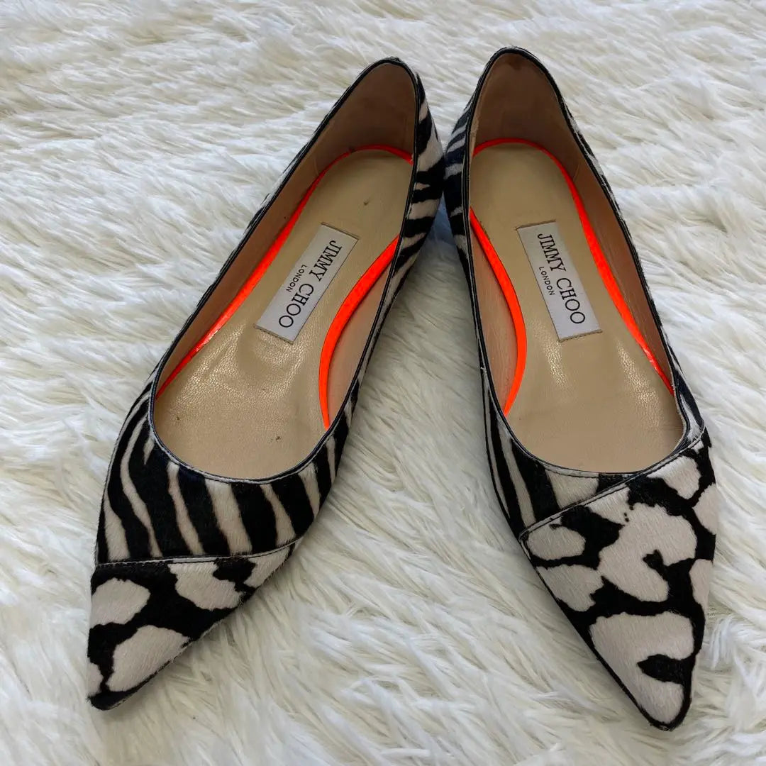 Rare ⭐︎JIMMY CHOO Animal Print Hair Calf Flat 35 1/2