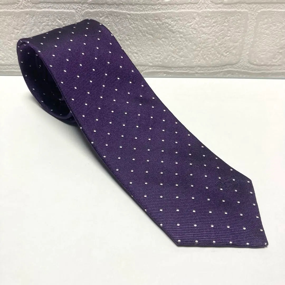 Beautiful condition Burberry London tie Horse logo Purple Dot pattern Silk