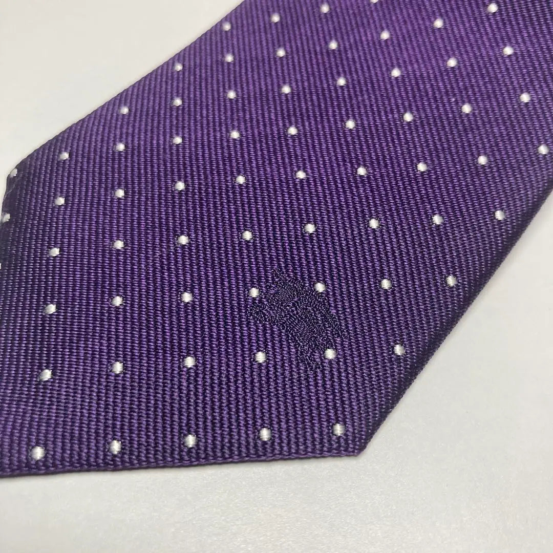 Beautiful condition Burberry London tie Horse logo Purple Dot pattern Silk