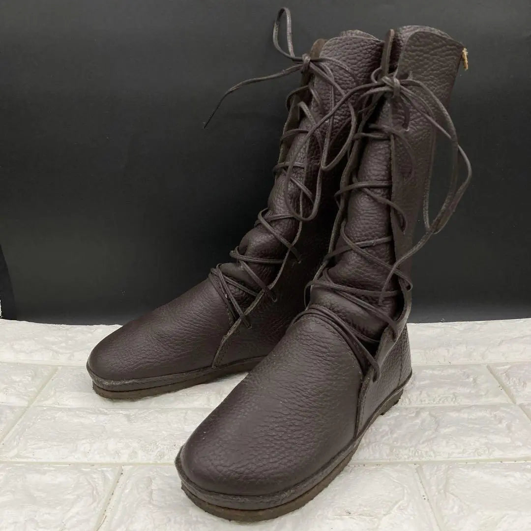 ❤️ Productos hermosos ❤️ KOOS Course WAK Botas con cordones Shibu Cuero Marrón oscuro | ❤️美品❤️KOOS コース WAK レースアップブーツ シボ革 ダークブラウン