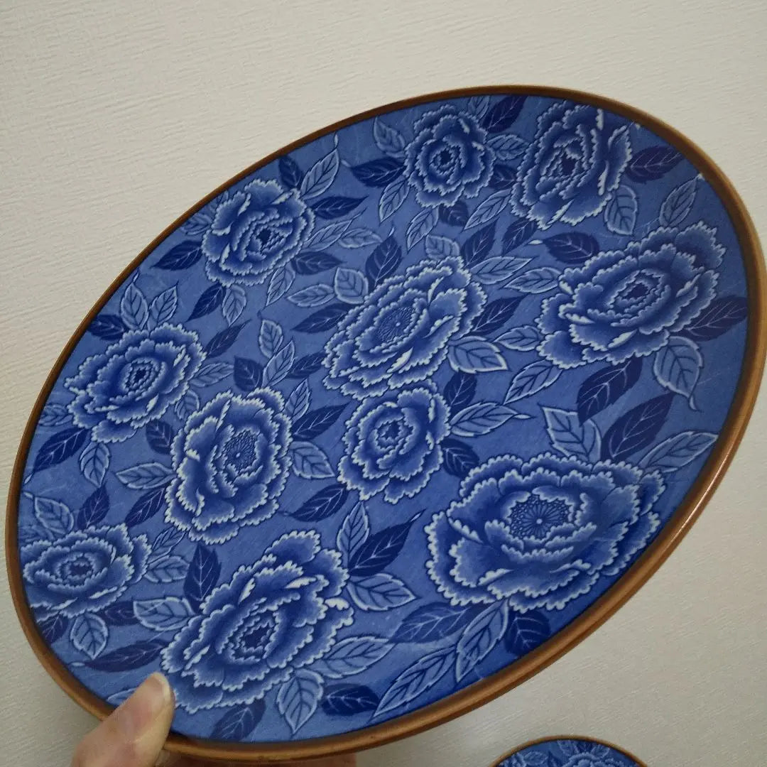 1 large plate and 5 small plates, 6-piece set, floral pattern, hors d'oeuvre plate, assorted blue plate