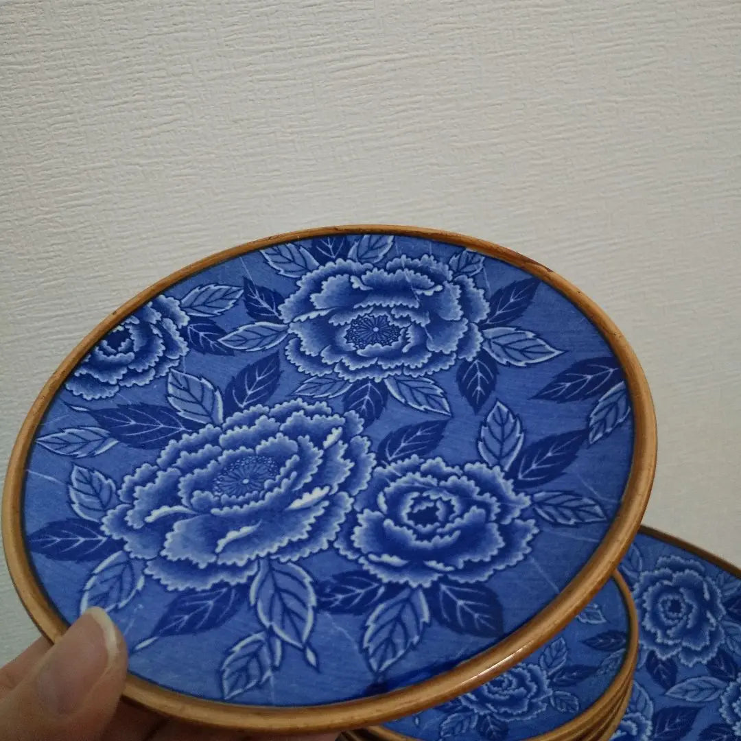 1 large plate and 5 small plates, 6-piece set, floral pattern, hors d'oeuvre plate, assorted blue plate