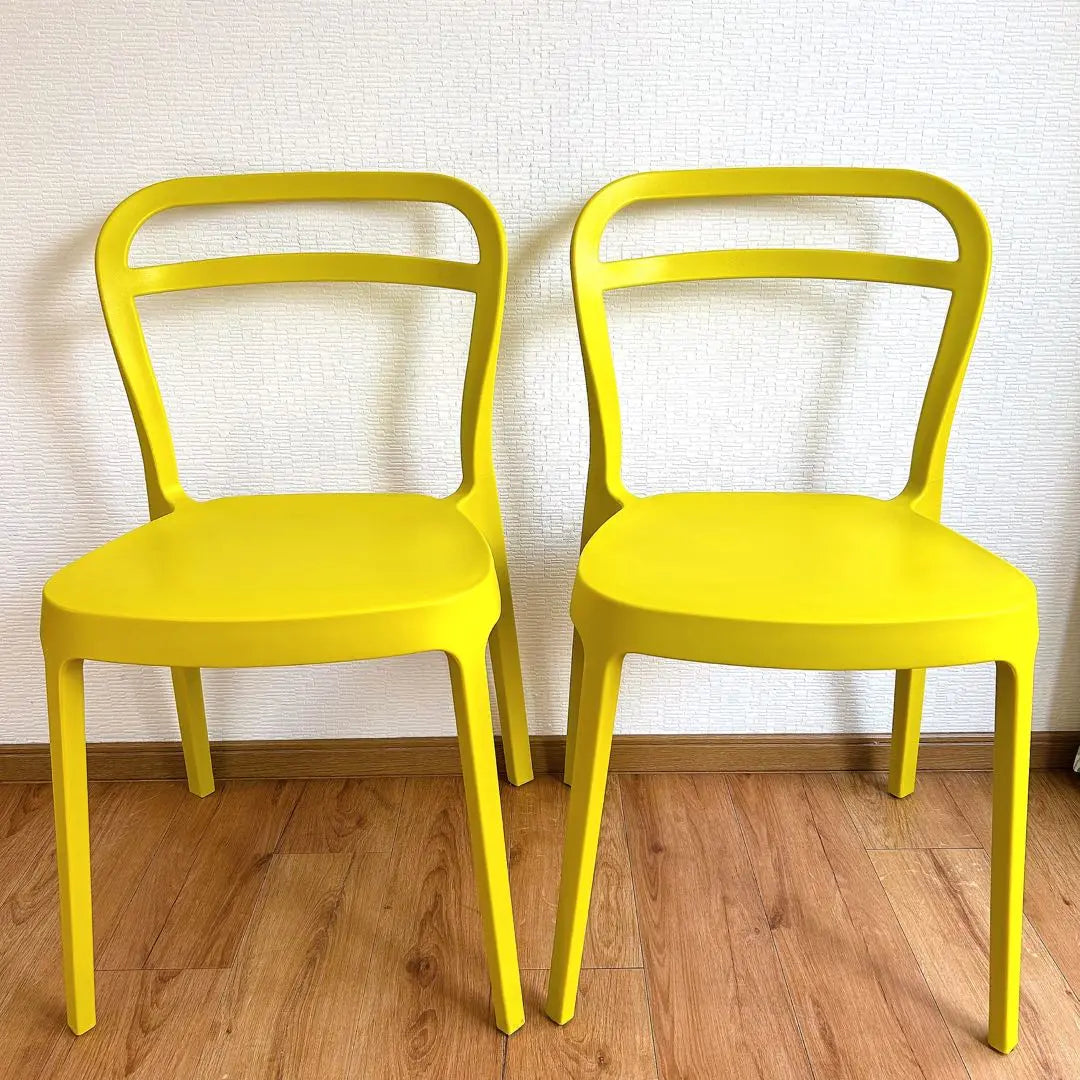 Silla apilable, color amarillo, juego de 2, polipropileno, estilo nórdico