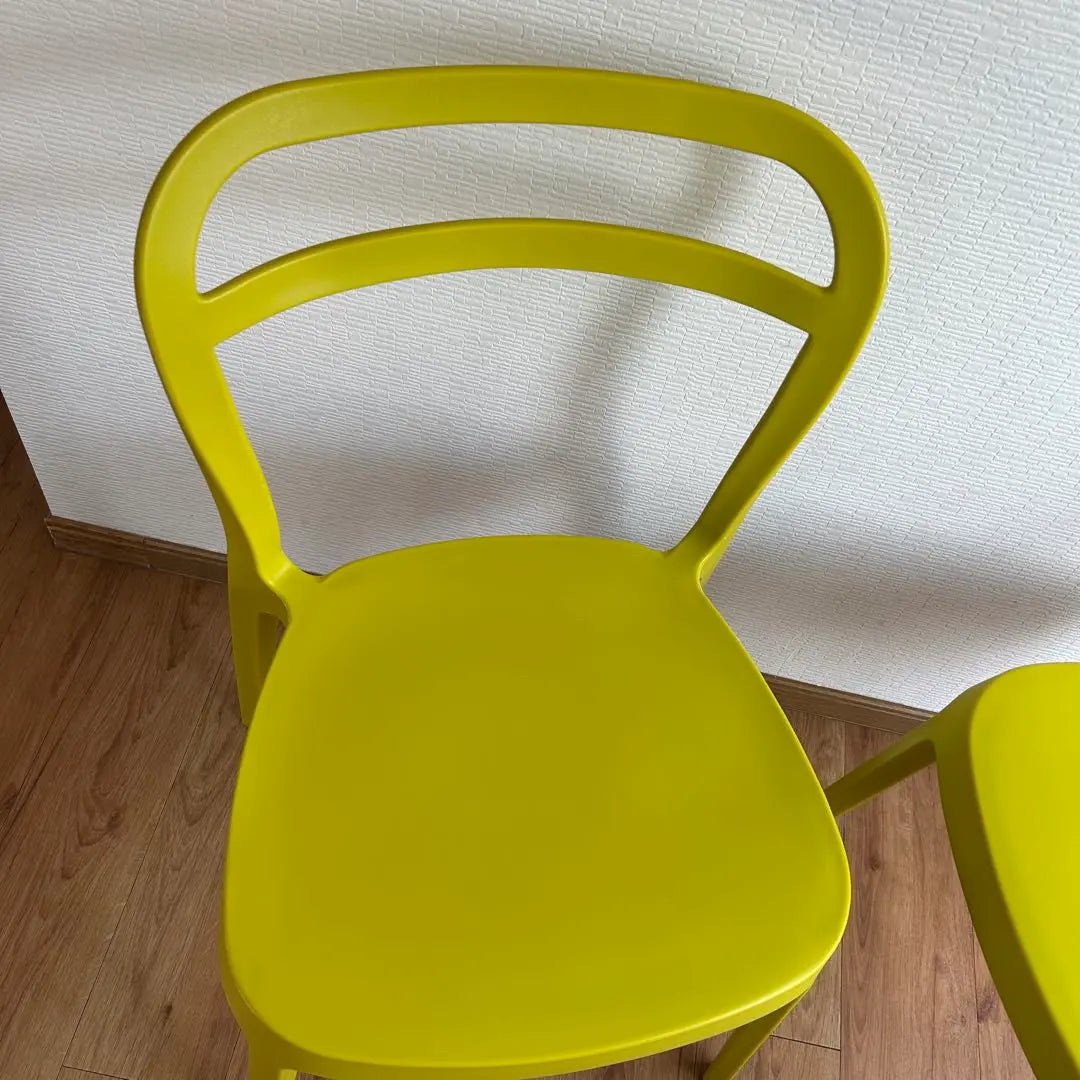 Stacking chair, yellow, set of 2, polypropylene, Nordic style