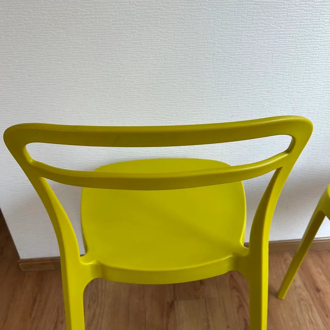 Stacking chair, yellow, set of 2, polypropylene, Nordic style