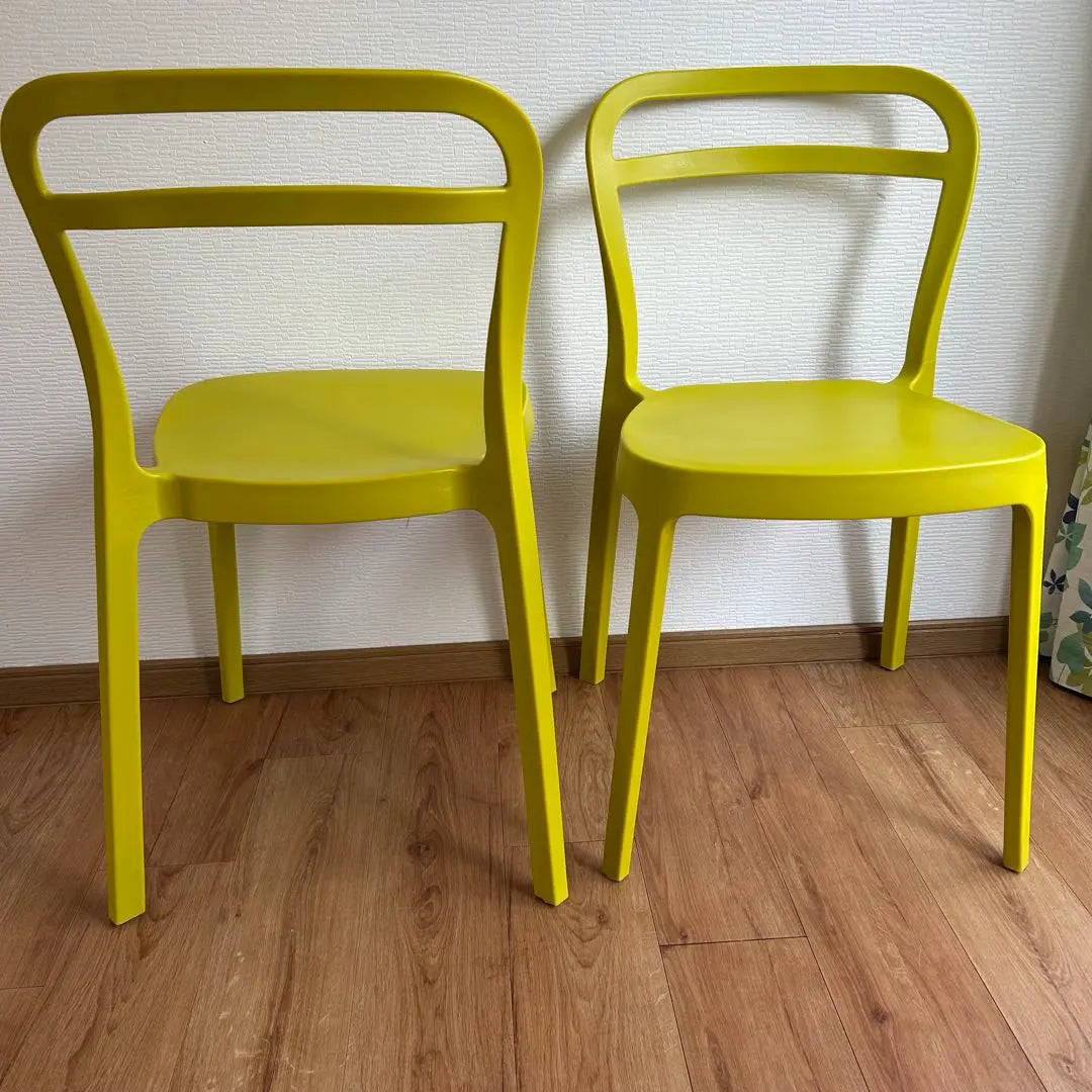 Stacking chair, yellow, set of 2, polypropylene, Nordic style