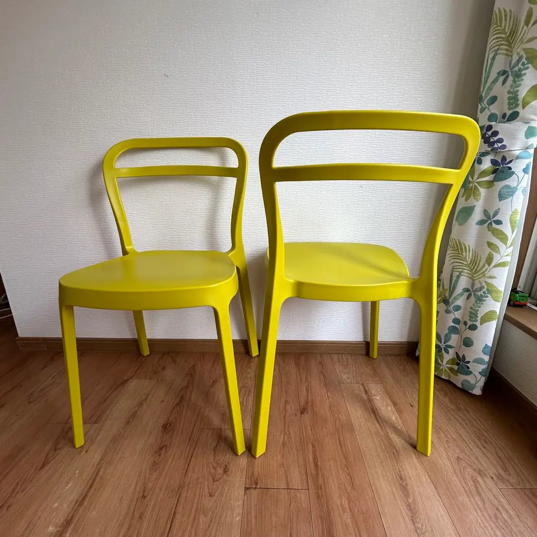 Stacking chair, yellow, set of 2, polypropylene, Nordic style