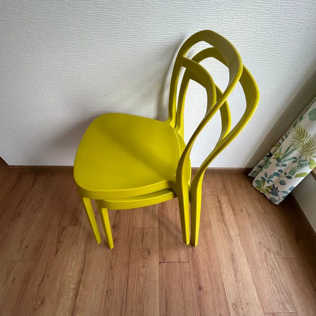 Stacking chair, yellow, set of 2, polypropylene, Nordic style