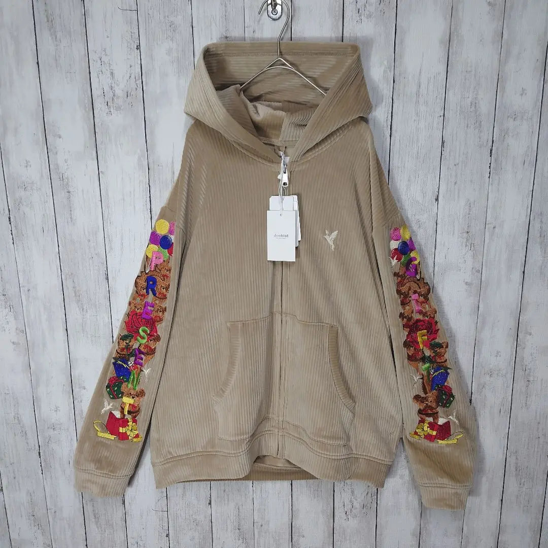 [With unused tag] Doublet Chaos Embroidered Cordyroy Velour Hoodie Bear