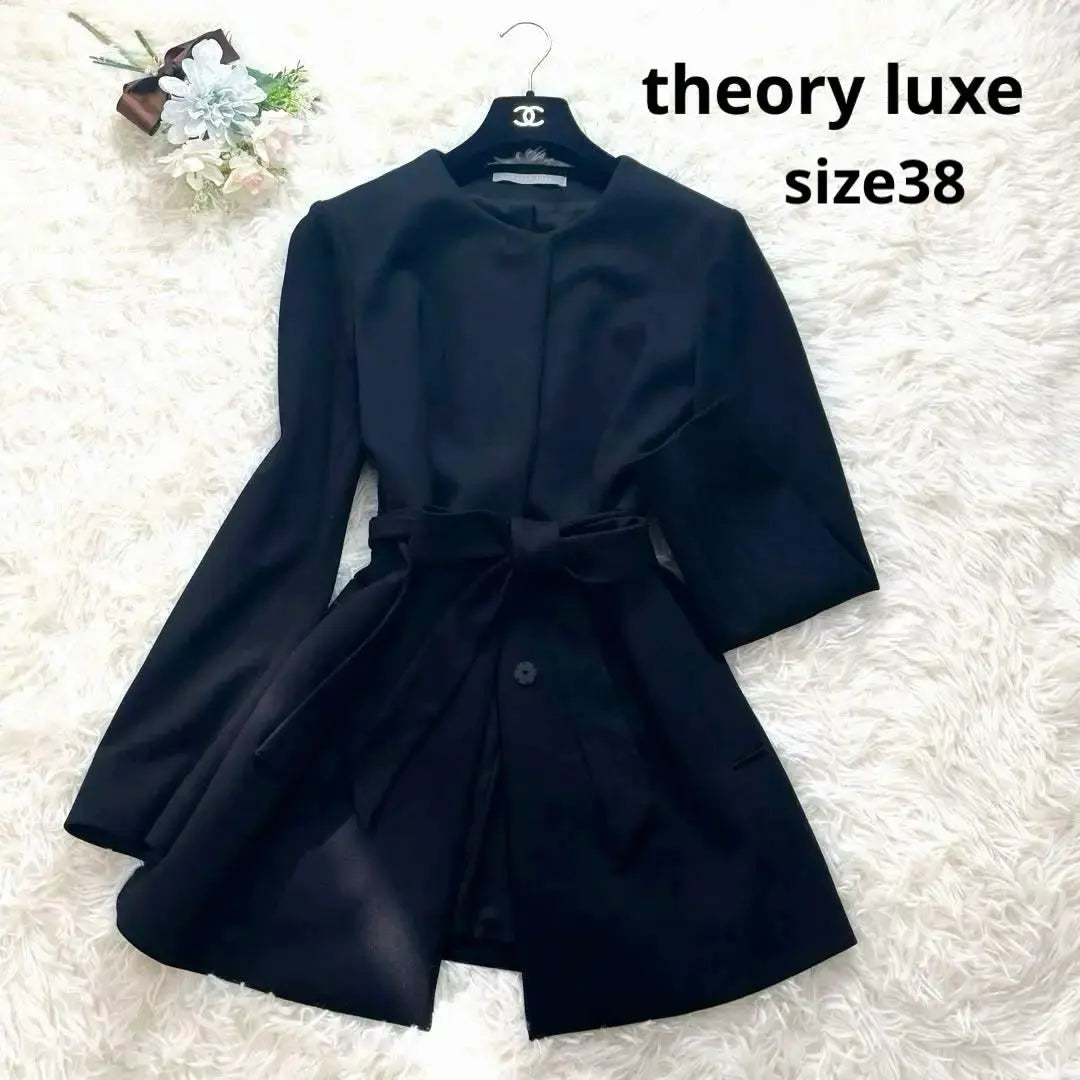 Superb condition ✨Theory Luxe No Collar Jacket Black Ribbon Belt 38 M