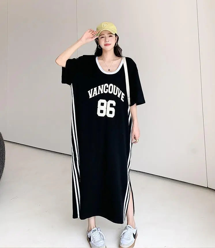 [Large size] Women's Long Dress Spring/Summer Autumn New Short Sleeve