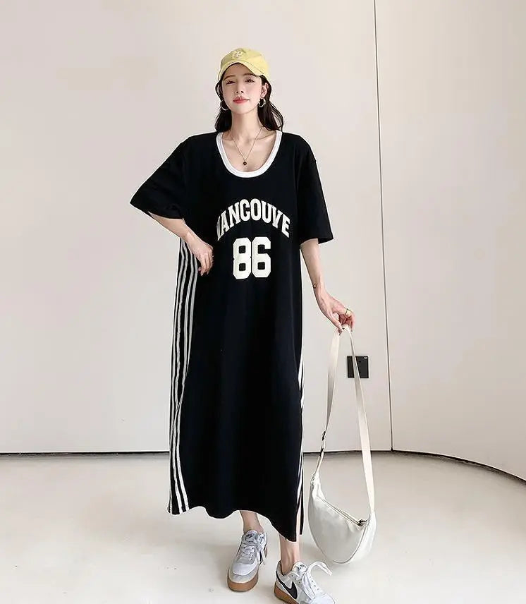 [Large size] Women's Long Dress Spring/Summer Autumn New Short Sleeve