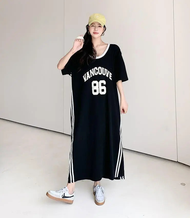 [Large size] Women's Long Dress Spring/Summer Autumn New Short Sleeve