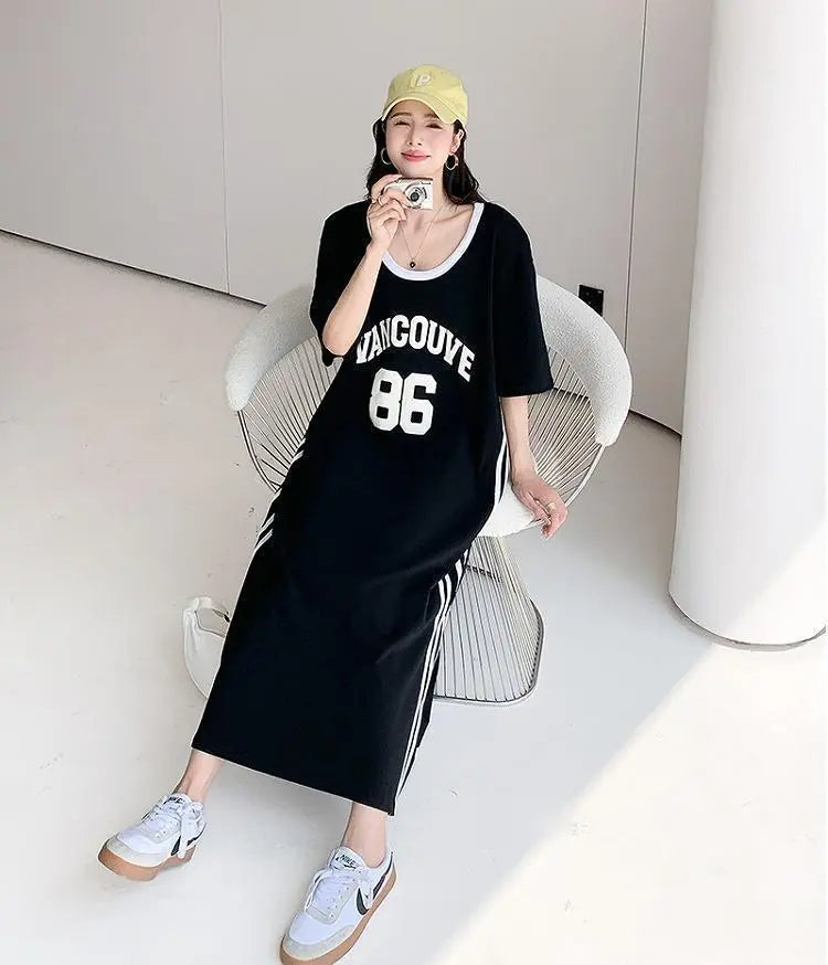 [Large size] Women's Long Dress Spring/Summer Autumn New Short Sleeve