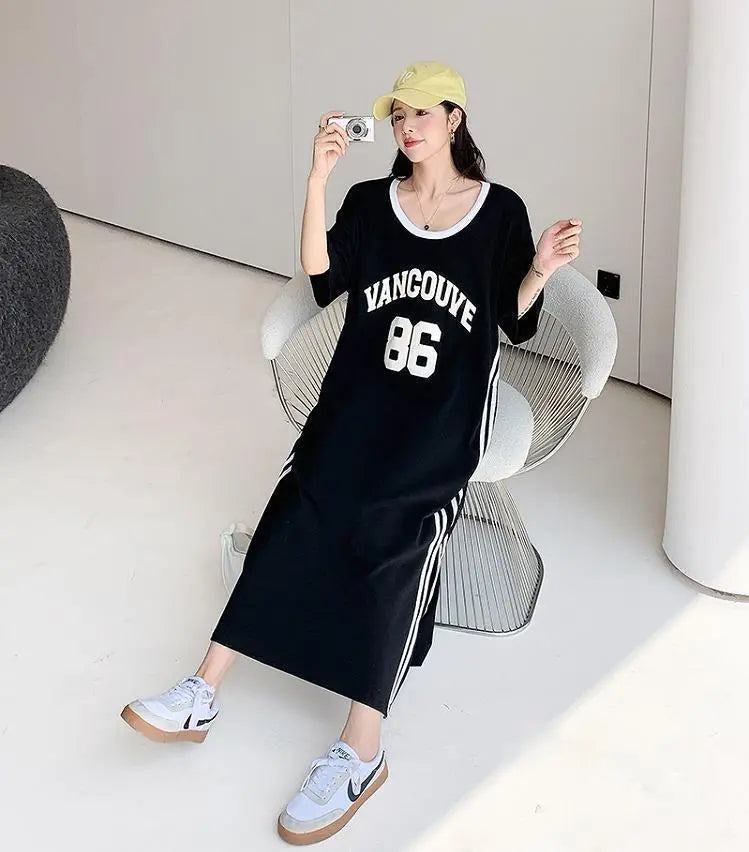 [Large size] Women's Long Dress Spring/Summer Autumn New Short Sleeve