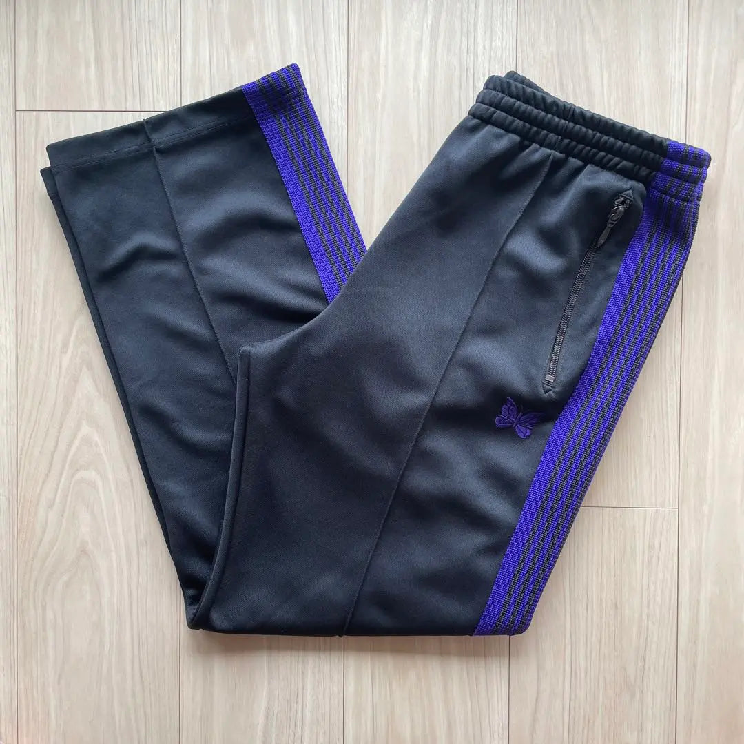 Beautiful condition needles track pants straight black purple