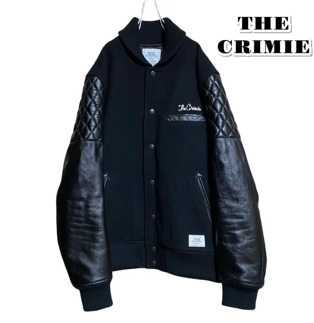 Chaqueta de estadio con logo bordado [THE CRIMIE] en buen estado, talla M, color negro