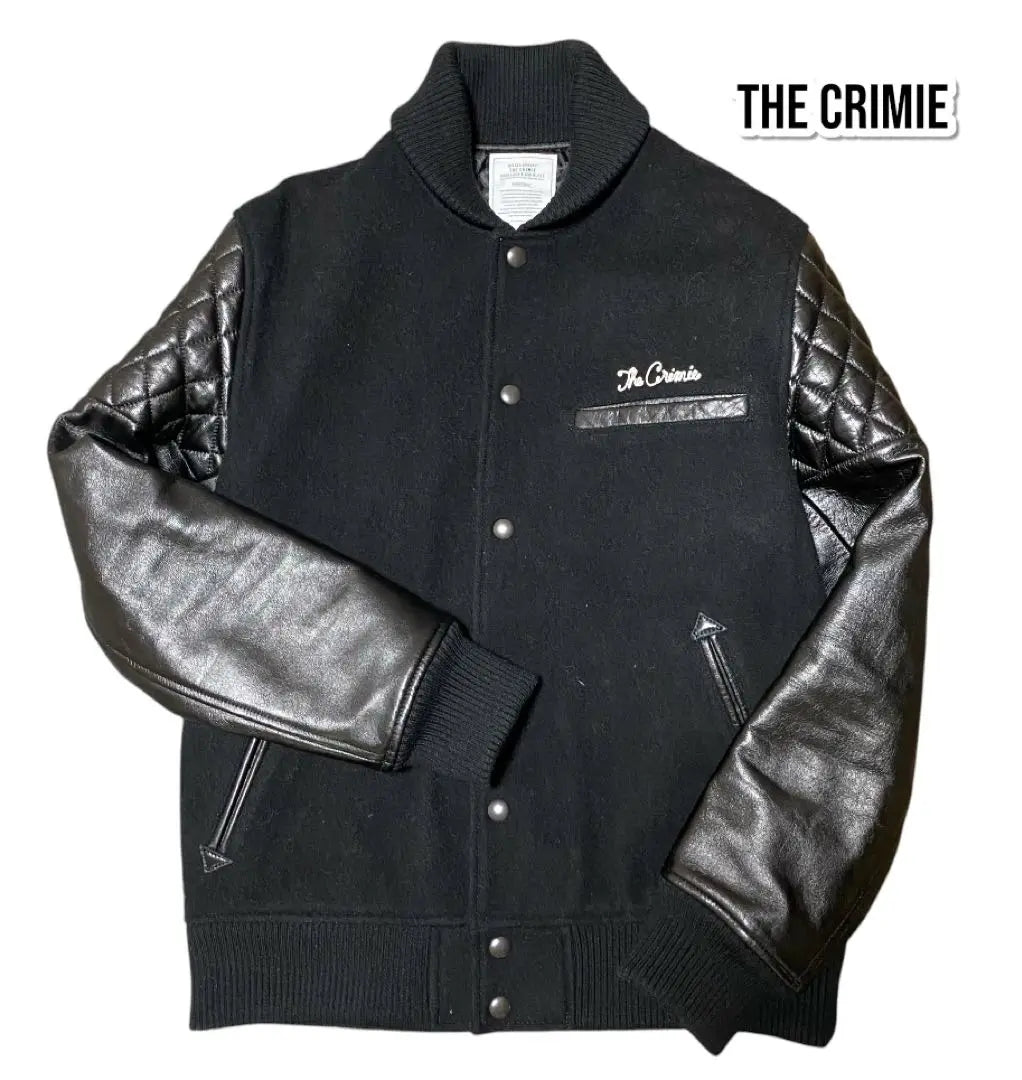 Chaqueta de estadio con logo bordado [THE CRIMIE] en buen estado, talla M, color negro