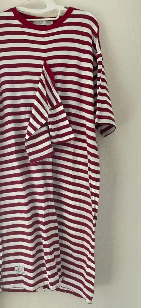 T-shirt dress, red and white border, docking, baby T iami