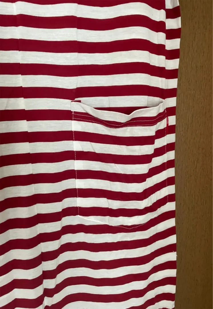 T-shirt dress, red and white border, docking, baby T iami