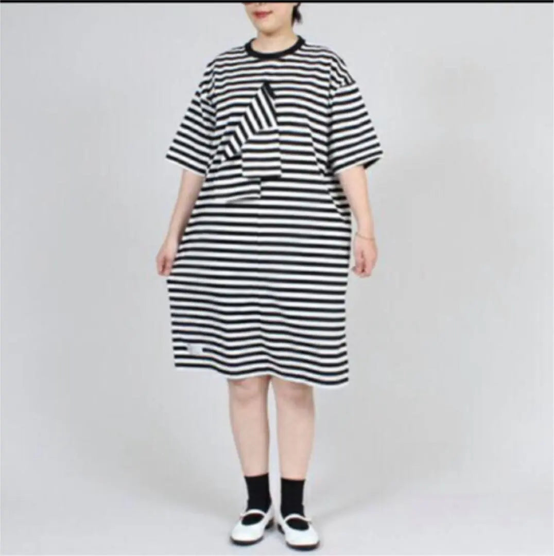 T-shirt dress, red and white border, docking, baby T iami