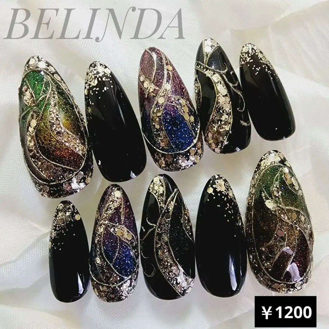 Nuance Magnet Ethnic Asian Gold Black Nail Tip