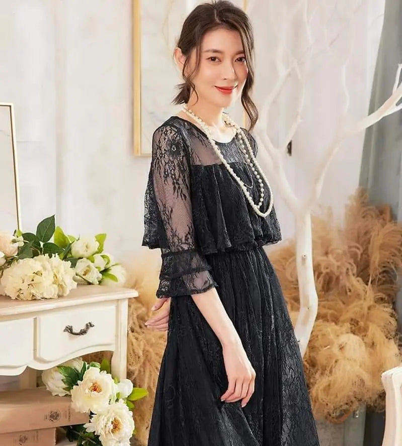 L, all lace, long dress, formal, wedding, after-party, party, high quality