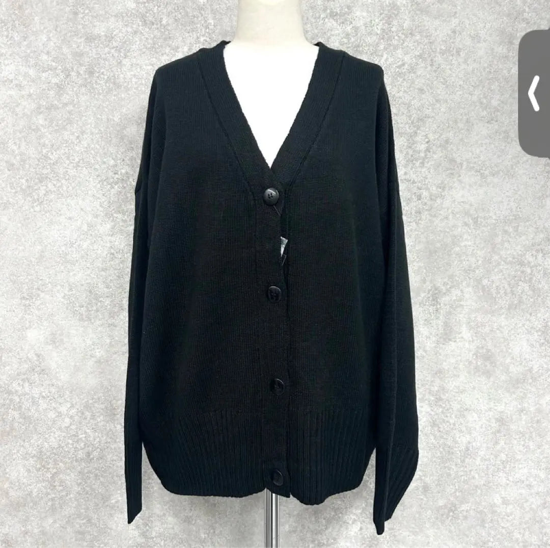 [New and unopened] Embroidered logo knit cardigan Elephant Channel - Black -