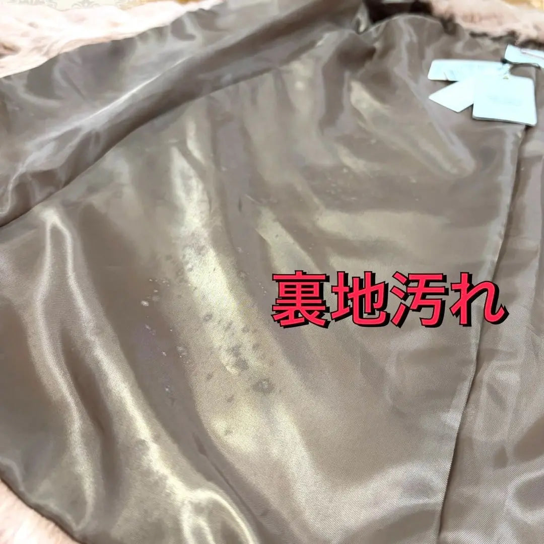 Goo Commune [38] Abrigo de piel de conejo sin cuello, beige, cálido, bonito | グーコミューン【38】ノーカラーラビットファーコート ベージュ系 あったか 綺麗