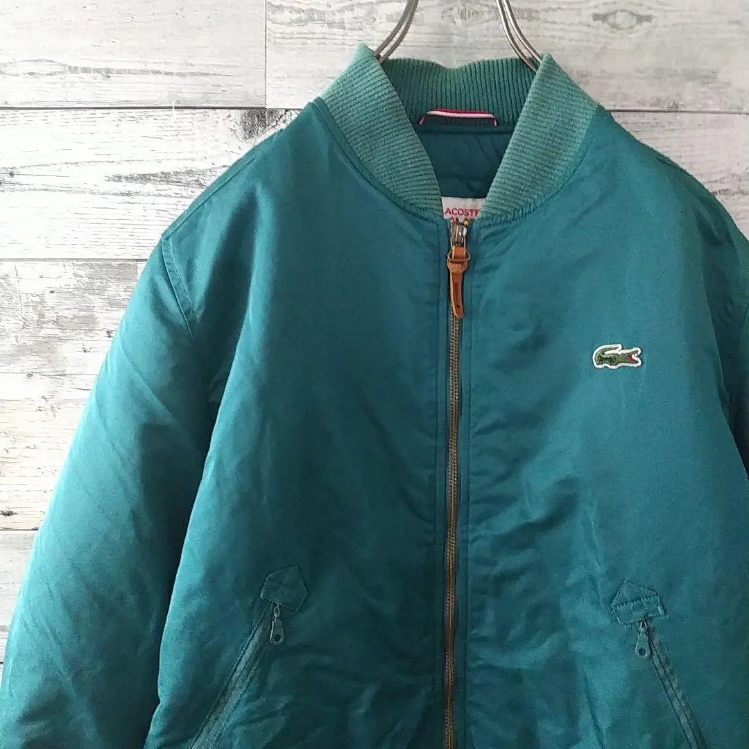 Popular ☆ Lacoste Enamel Logo Crocodile Logo Padded MA-1 Jacket L Green