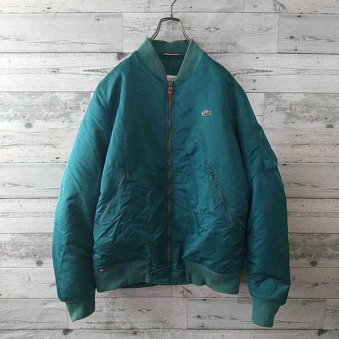 Popular ☆ Lacoste Enamel Logo Crocodile Logo Padded MA-1 Jacket L Green