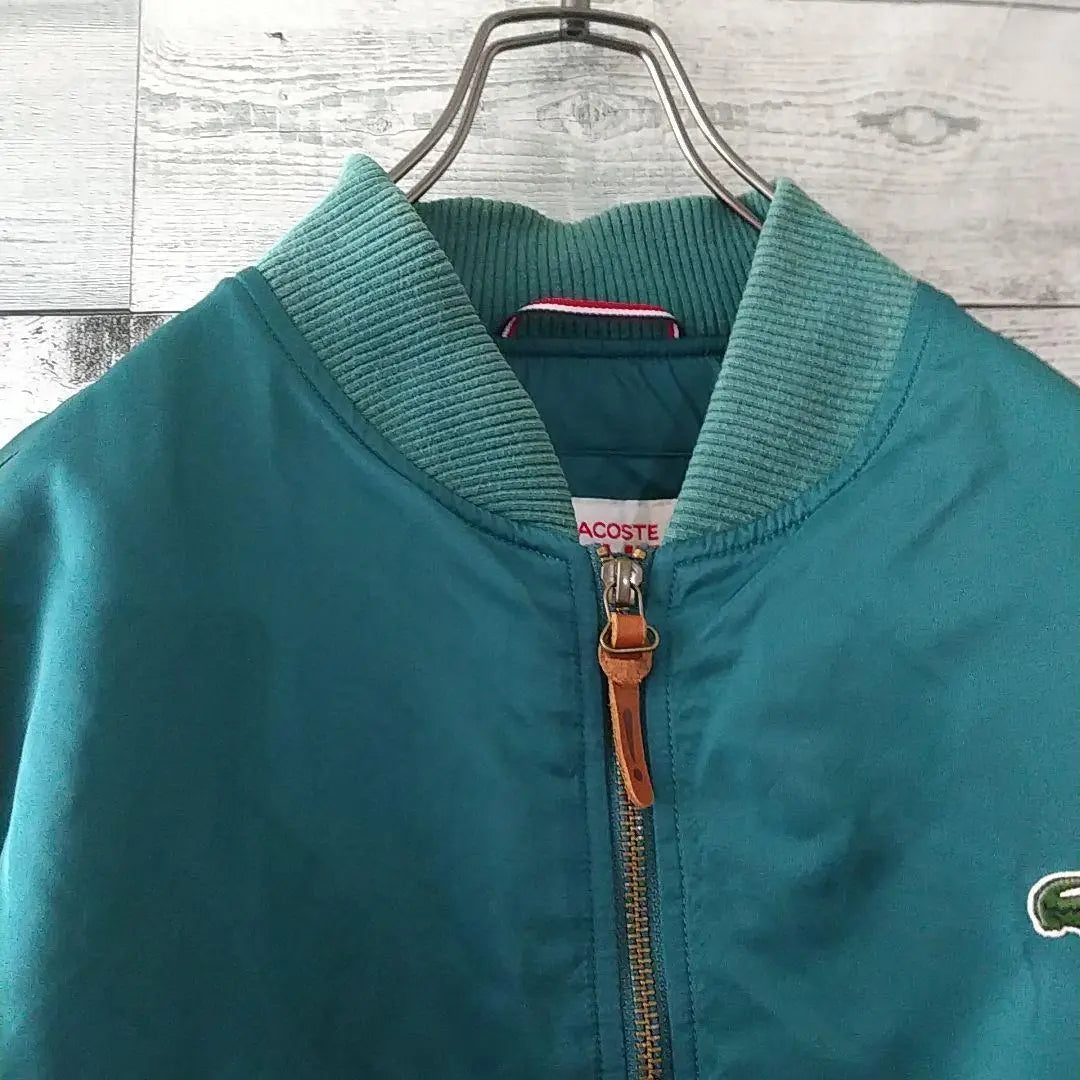 Popular ☆ Lacoste Enamel Logo Crocodile Logo Padded MA-1 Jacket L Green