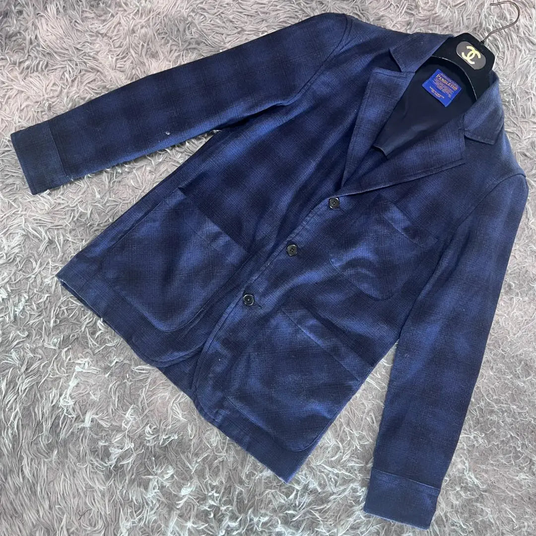 ✨Buen estado✨Chaqueta de lana Bendleton defectuosa talla S, cuadros azul marino y negros