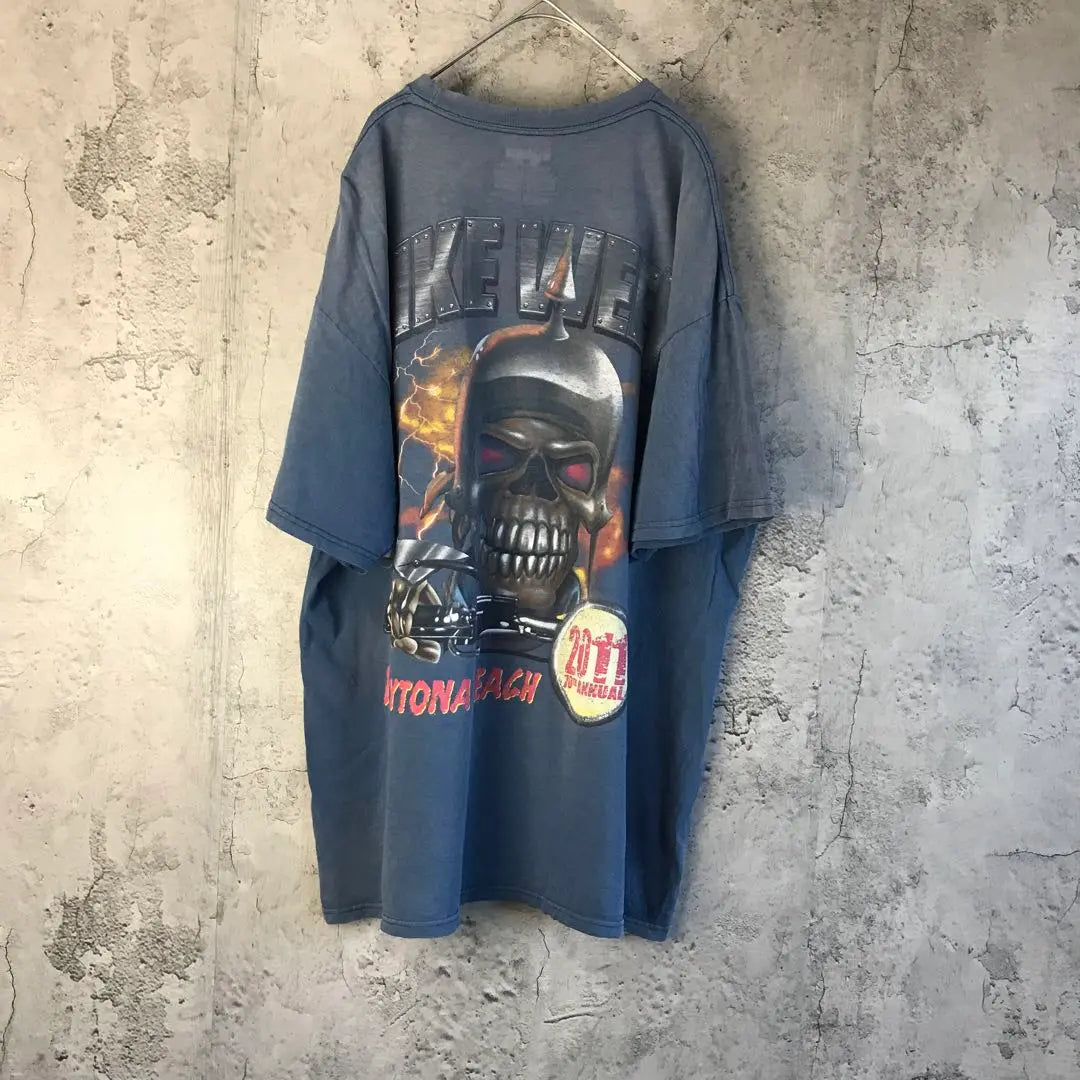 Q910 Ropa Usada Camiseta Azul Gris 90s Y2K | Q910古着 Tシャツ ブルーグレー 90s Y2K