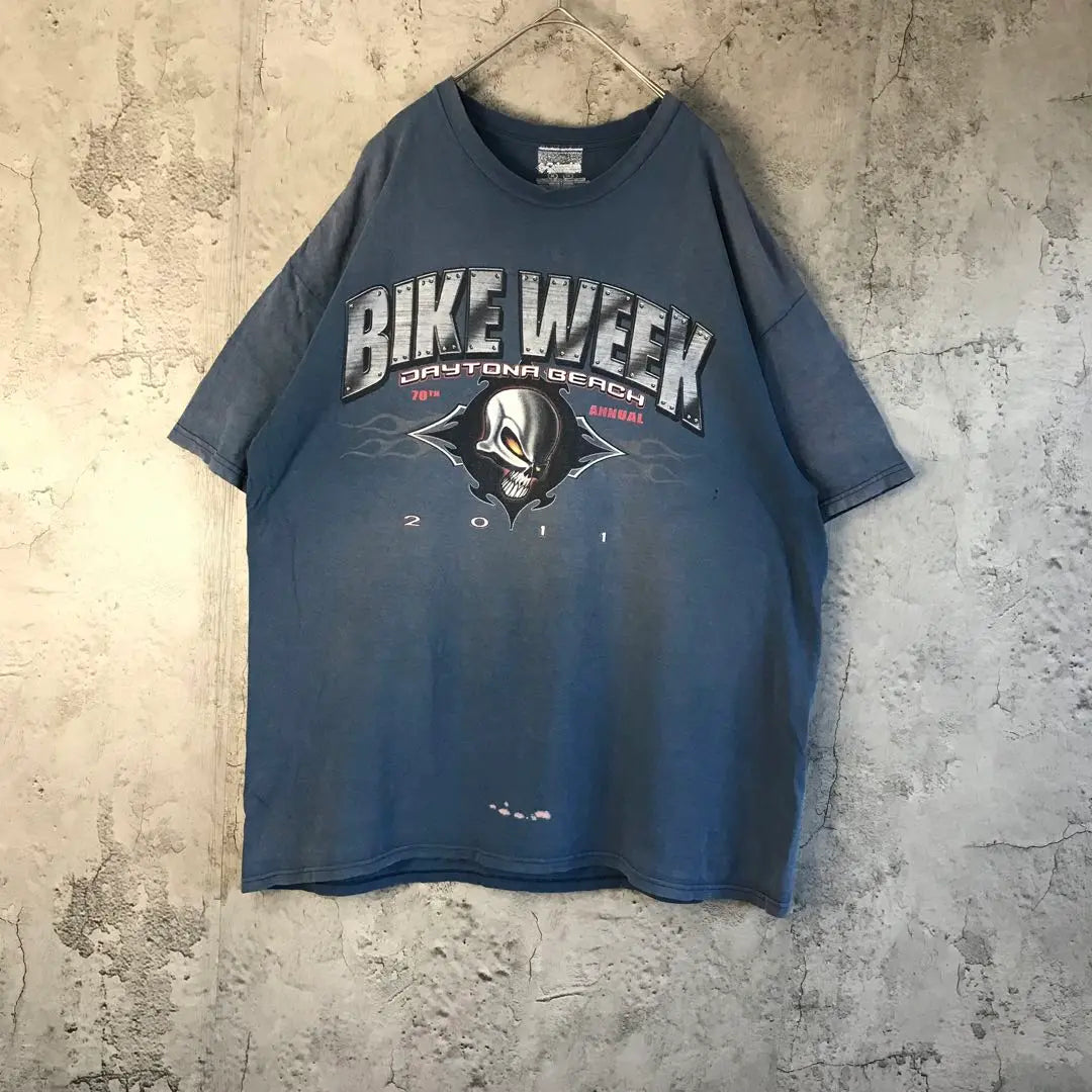 Q910 Ropa Usada Camiseta Azul Gris 90s Y2K | Q910古着 Tシャツ ブルーグレー 90s Y2K